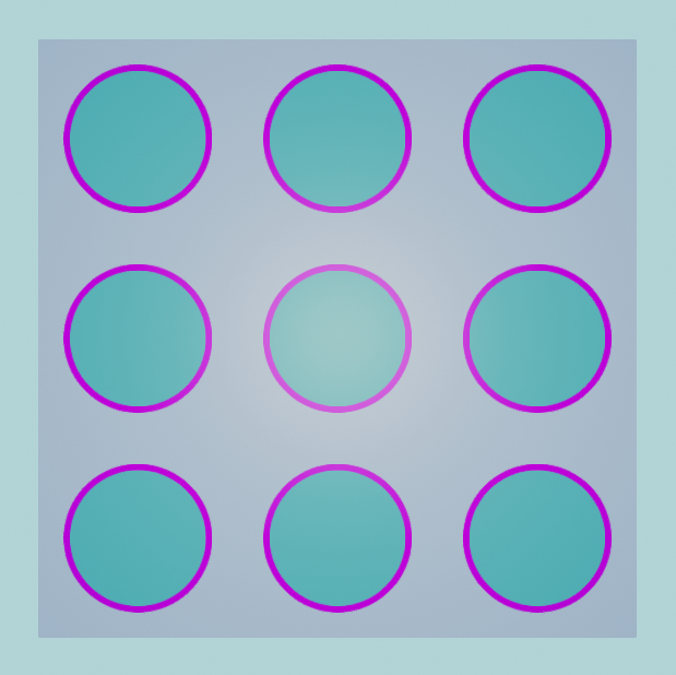 Cube with bordered circles texture