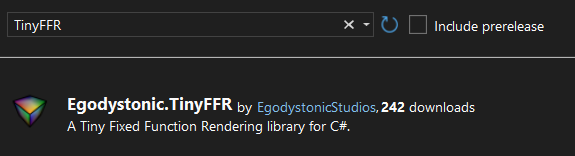 Image showing TinyFFR in the nuget package manager browser