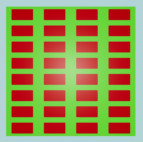 Cube with an array of rectangles displayed